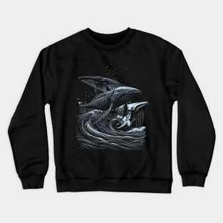 blue whale vintage art Crewneck Sweatshirt